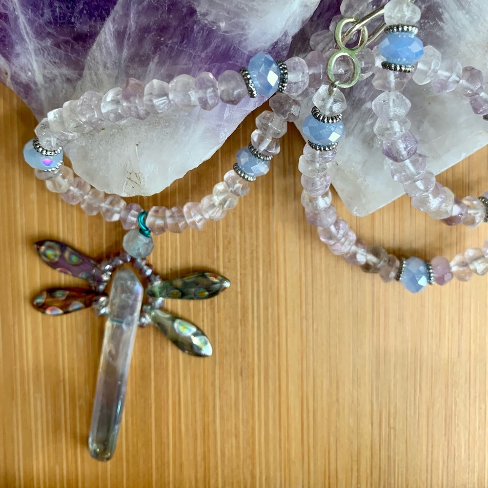 Quartz Crystal Dragonfly Necklace